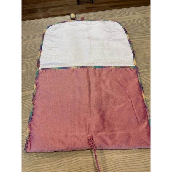 Zazendi Pink And Pastel Plaid Lingerie Bag Silk 12x10 - Picture 5 of 5